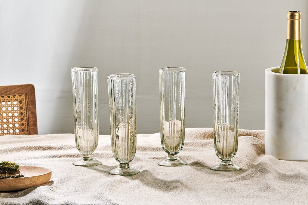 Sigiri Champagne Glass - Clear - (Set of 4)-nkuku