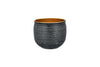 Tembesi Etched Planter - Antique Black & Brass-nkuku