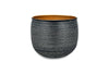 Tembesi Etched Planter - Antique Black & Brass-nkuku