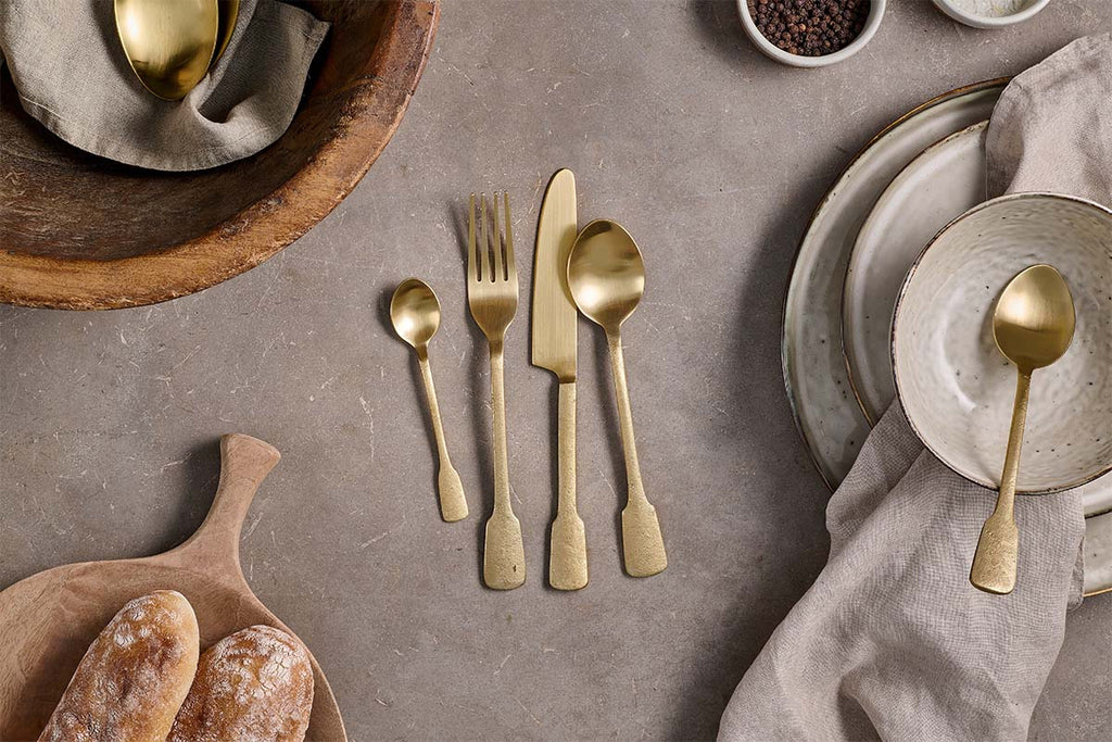 Veeta Cutlery Set - Brushed Gold (Set of 16)-nkuku