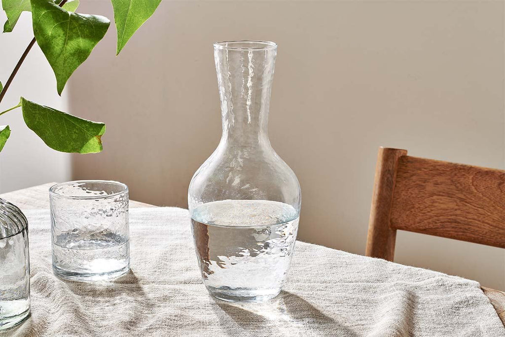 Yala Hammered Jug - Clear Glass-nkuku