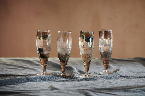 Nkuku Glassware Abeeko Champagne Glass - Aged Gold (Set of 4)