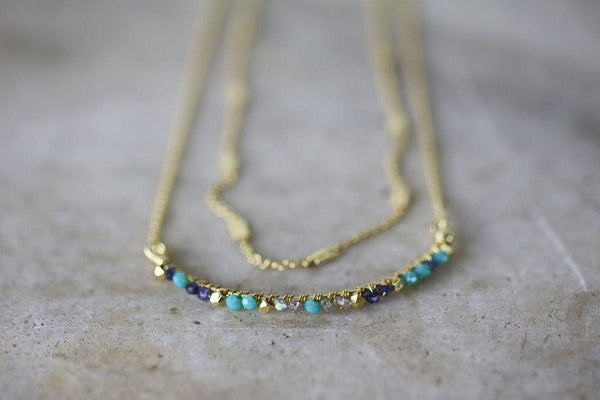 Nkuku Jewellery & Accessories Aja Lolite, Labradorite and Calcydon Necklace