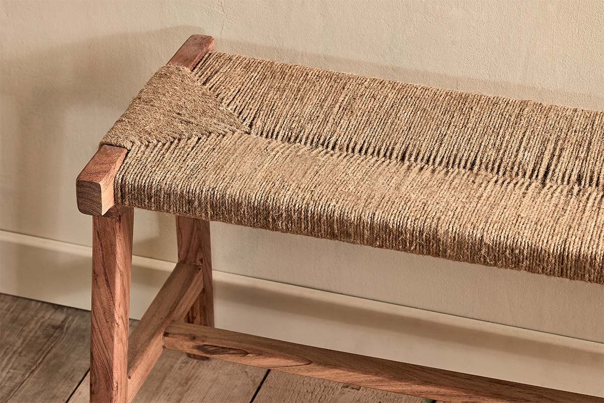 Nkuku FURNITURE Amhara Acacia & Jute Woven Bench