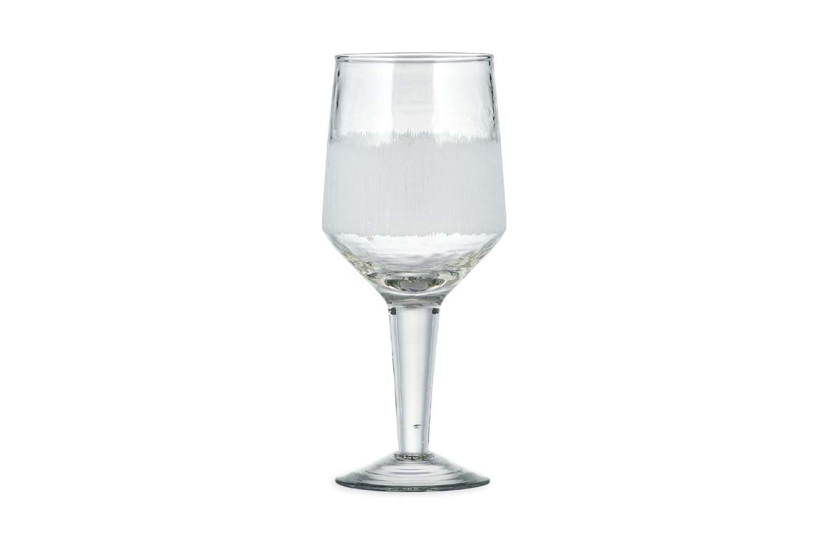 Nkuku GLASSWARE Anara Etched Wine Glass - Clear - Set of 4 - Large