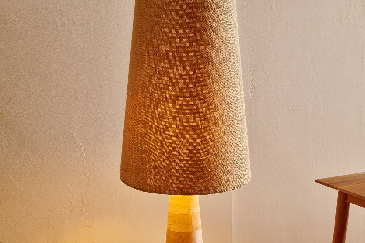 nkuku LAMPS AND SHADES Chameli Tapered Mango Wood Floor Lamp