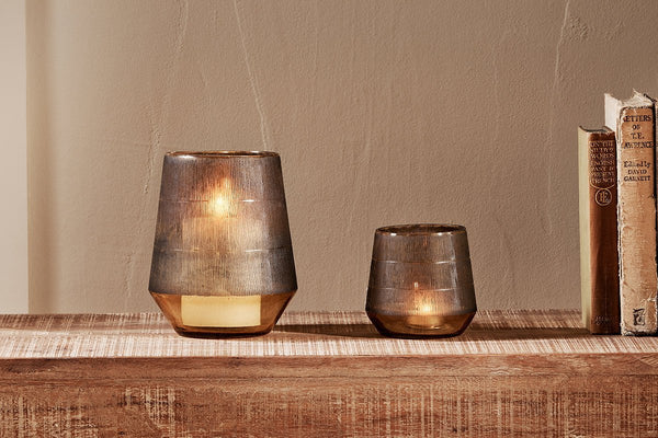 nkuku CANDLES HOLDERS & LANTERNS Dera Etched Glass Tealight