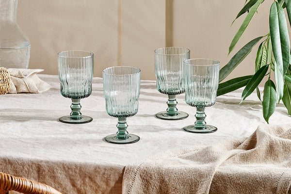 nkuku GLASSWARE Fali Wine Glass - Blue - Set of 4