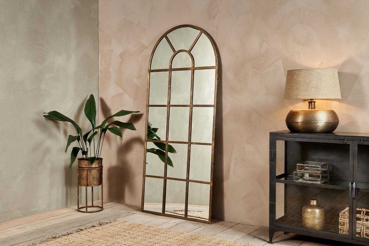 Nkuku MIRRORS Imoma Iron Full Length Arch Mirror - Brass