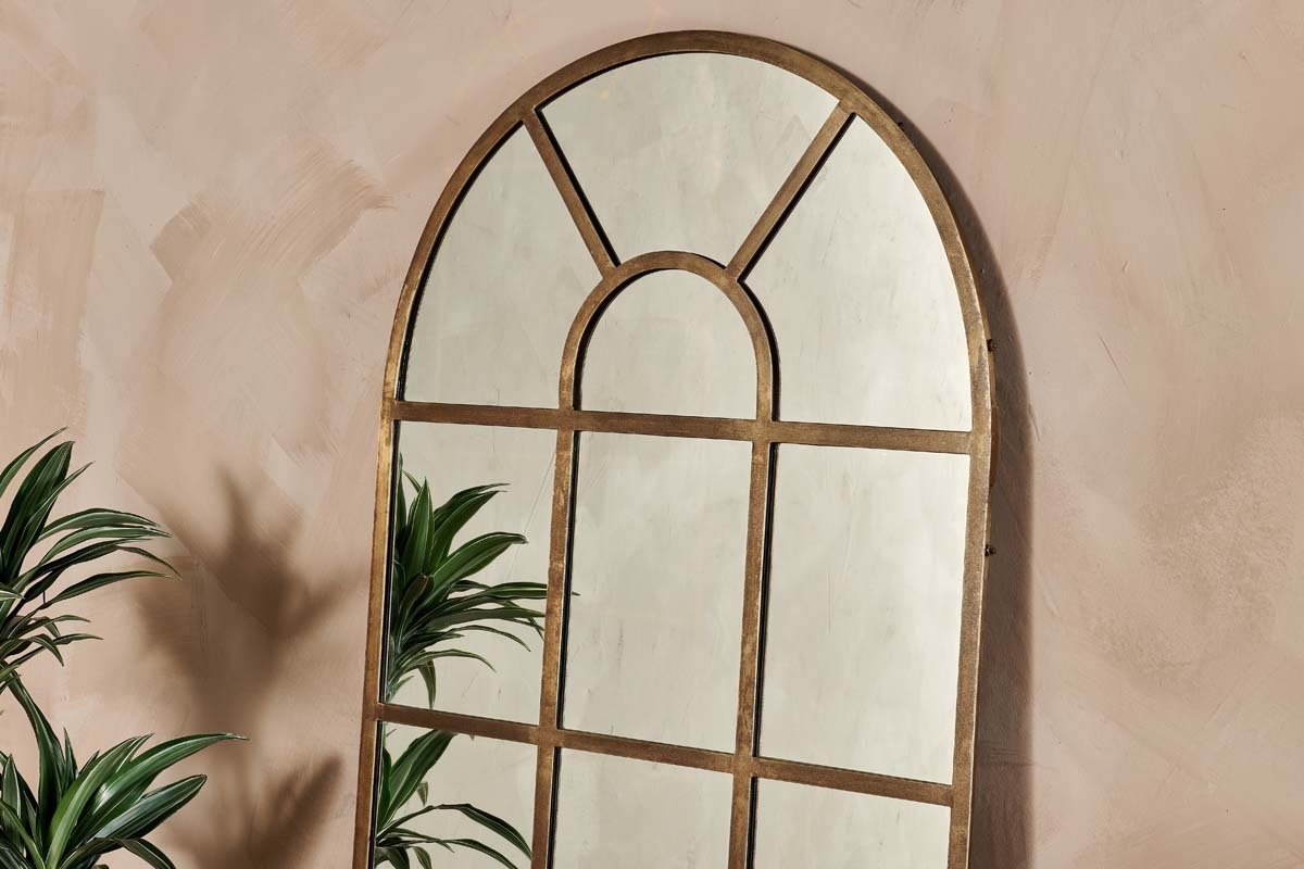 Nkuku MIRRORS Imoma Iron Full Length Arch Mirror - Brass