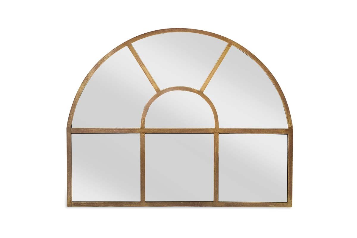 Nkuku MIRRORS Imoma Iron Overmantel Arch Mirror - Brass