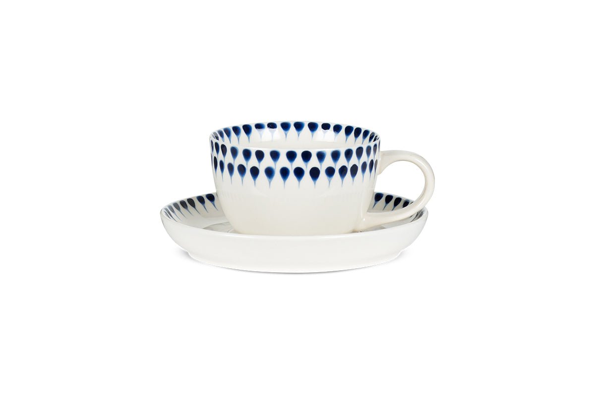 nkuku TABLEWARE Indigo Drop Cup & Saucer