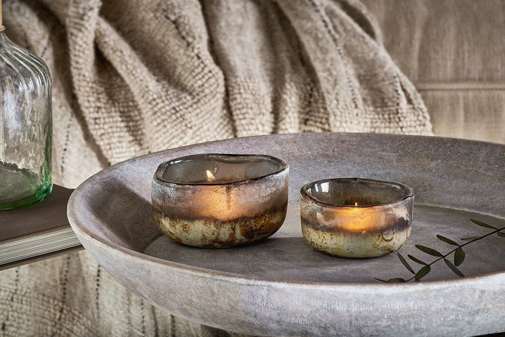 Janka Glass Tealights - (Set of 2)-nkuku