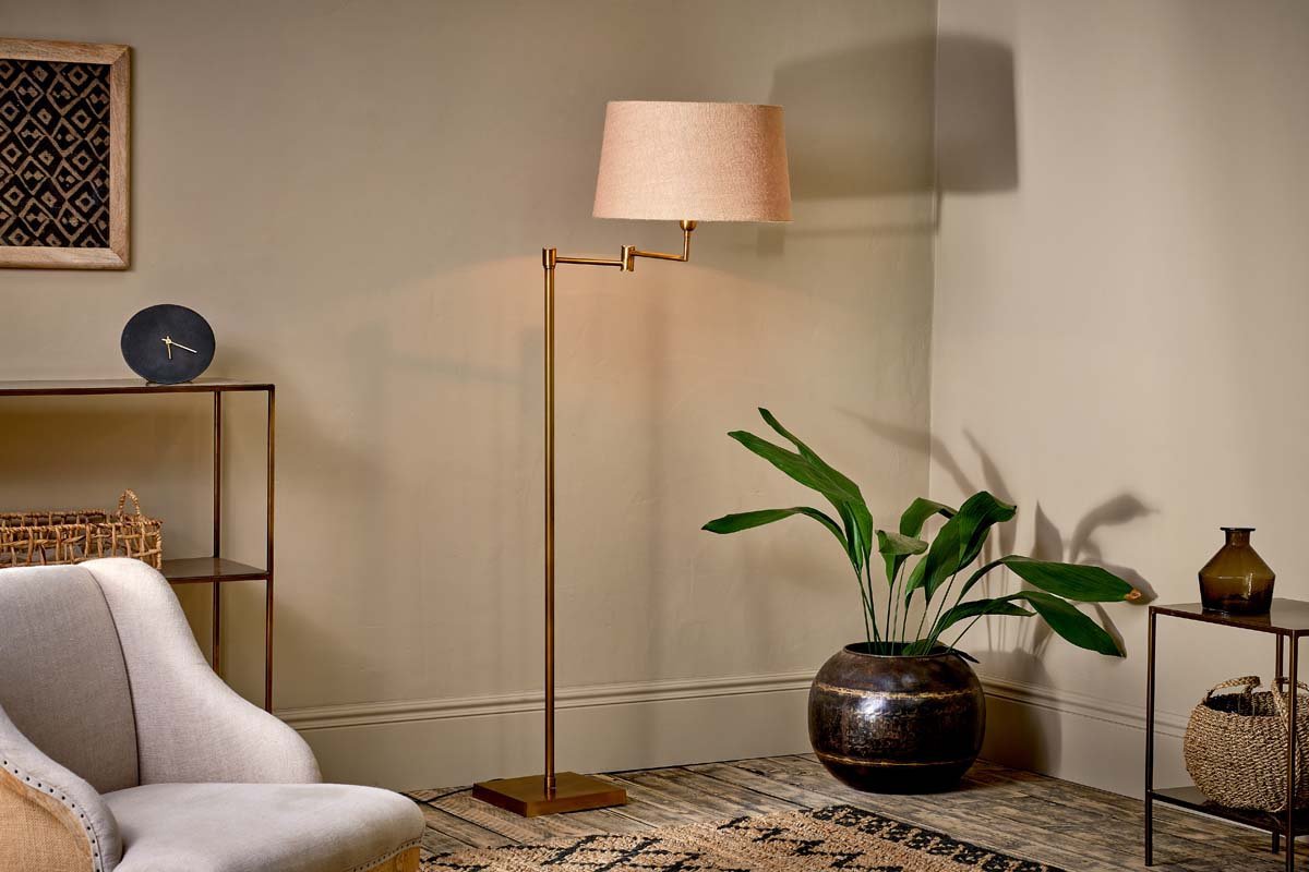 Nkuku LIGHTING Kara Floor Lamp - Brass