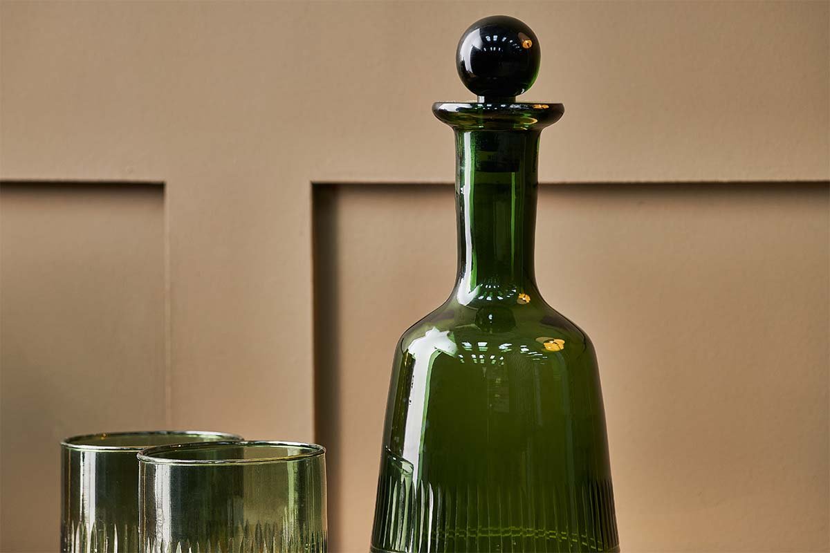 Nkuku Glassware Mila Decanter - Dark Emerald