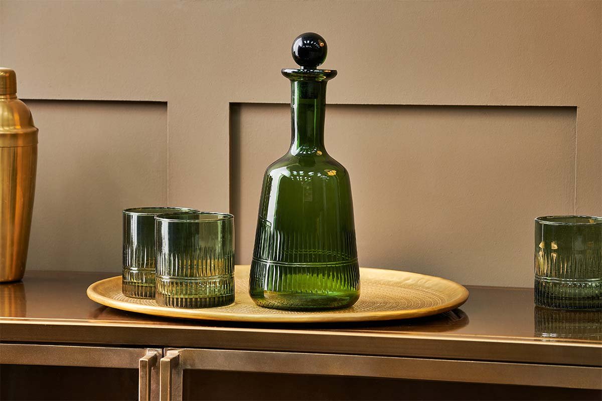 Nkuku Glassware Mila Decanter - Dark Emerald