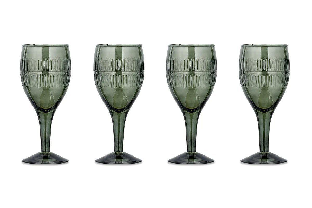 Nkuku Glassware Mila Wine Glass - Dark Emerald (Set of 4)