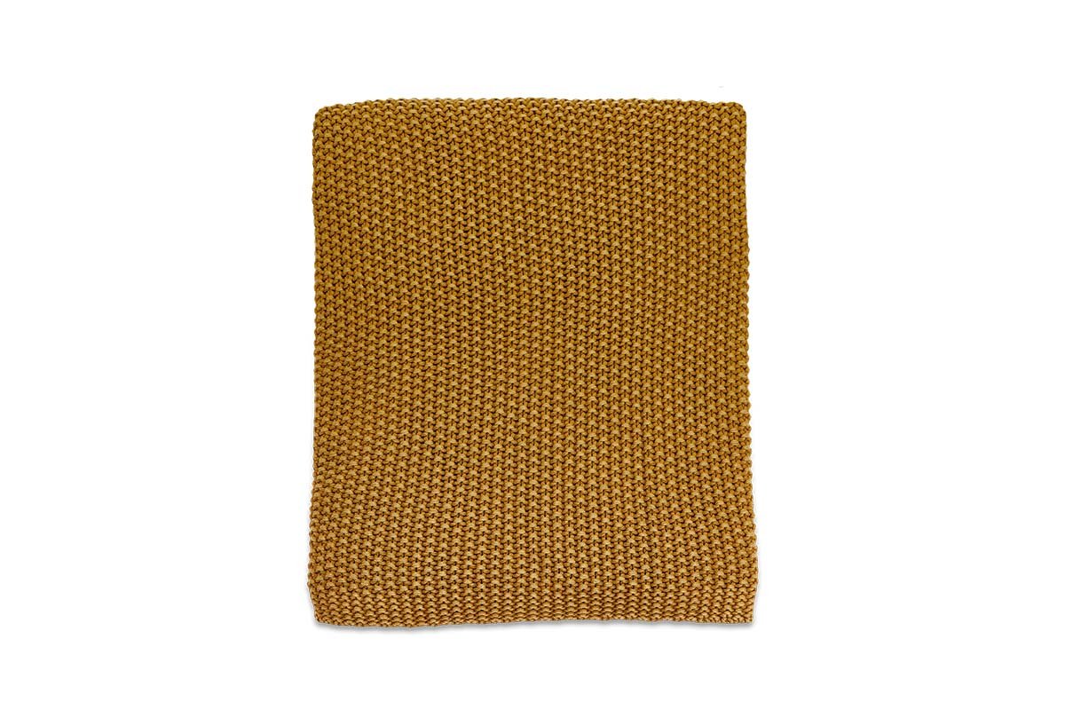 Moss Stitch Cotton Throw - Mustard – nkuku