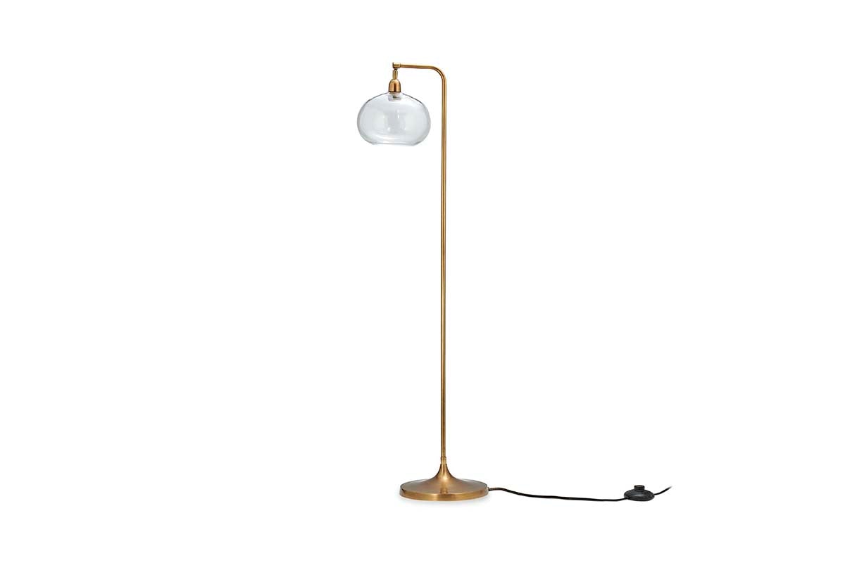 Nkuku LIGHTING Mulia Glass Floor Lamp - Antique Brass