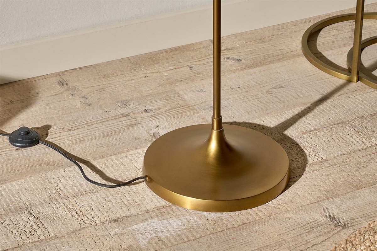 Nkuku LIGHTING Mulia Glass Floor Lamp - Antique Brass