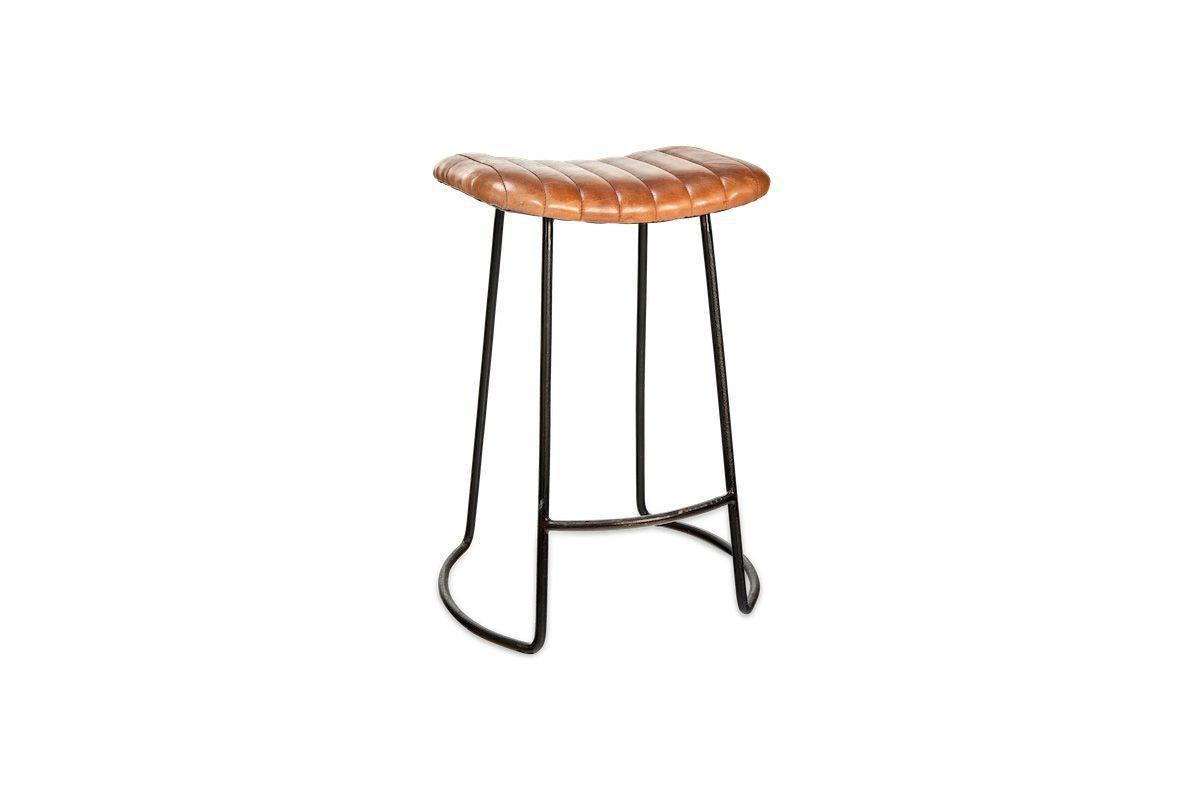 Nkuku Furniture Narwana Ribbed Leather Stool - Small