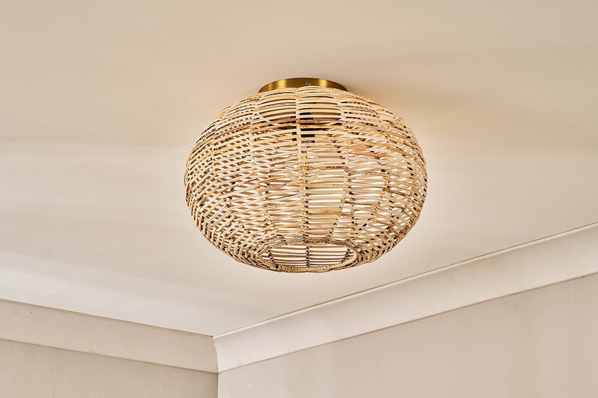 nkuku LIGHTS Noko Rattan Flush Ceiling Light