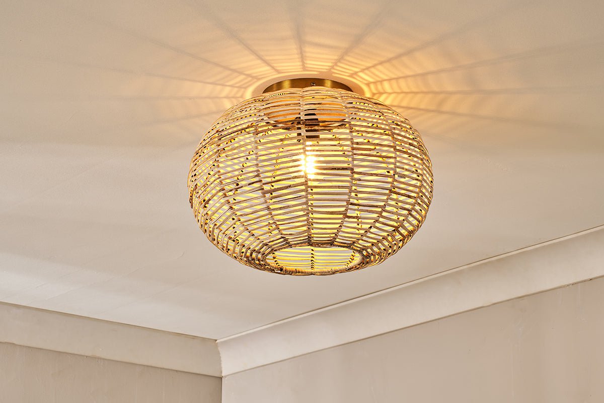 nkuku LIGHTS Noko Rattan Flush Ceiling Light