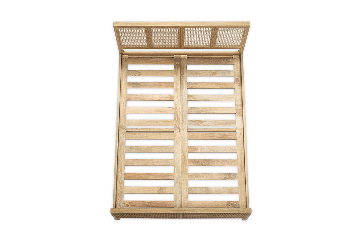 Nkuku STORAGE FURNITURE Saharsa Cane & Mango Wood Bed