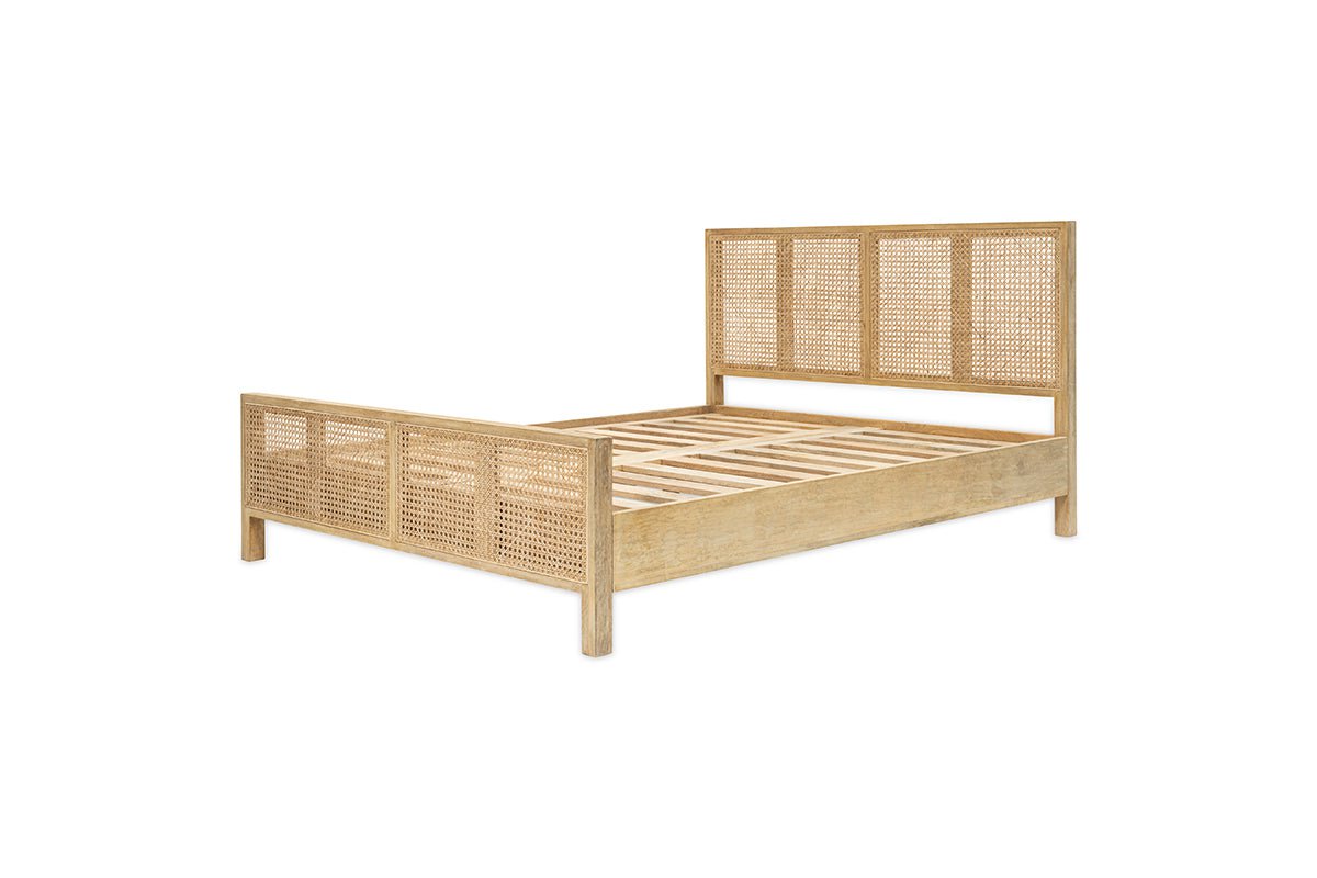 Nkuku STORAGE FURNITURE Saharsa Cane & Mango Wood Bed