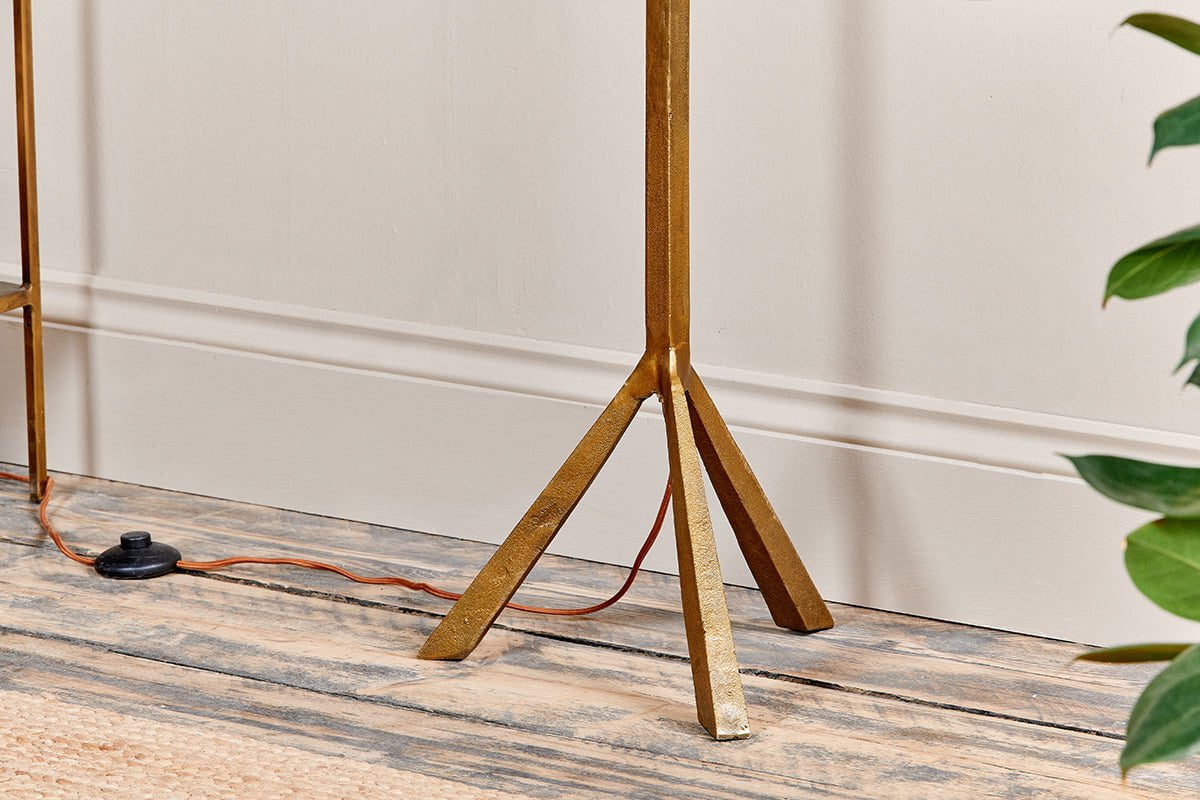 nkuku LAMPS AND SHADES Sahhil Metal Tripod Floor Lamp - Antique Brass