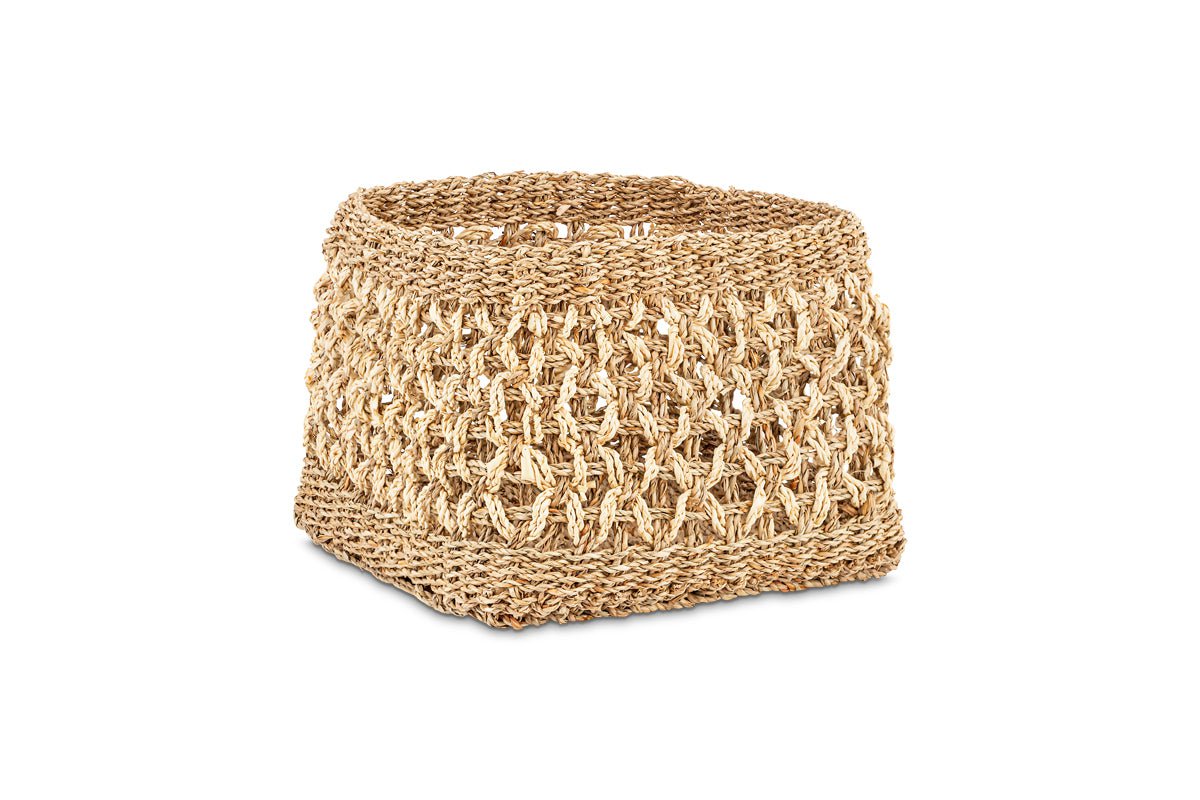 nkuku STORAGE & HANGING ACCESSORIES Shimla Square Seagrass And Palm Leaf Basket