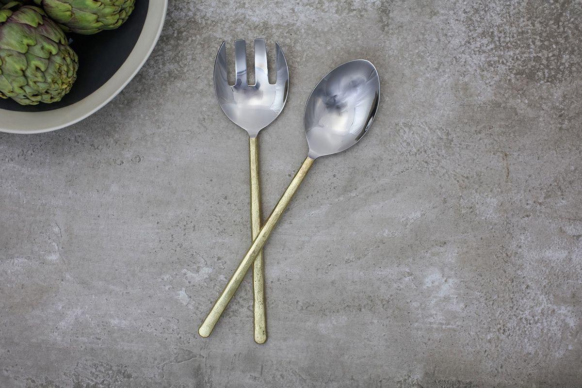 Nkuku Tableware Sirkali Brushed Gold Salad Servers