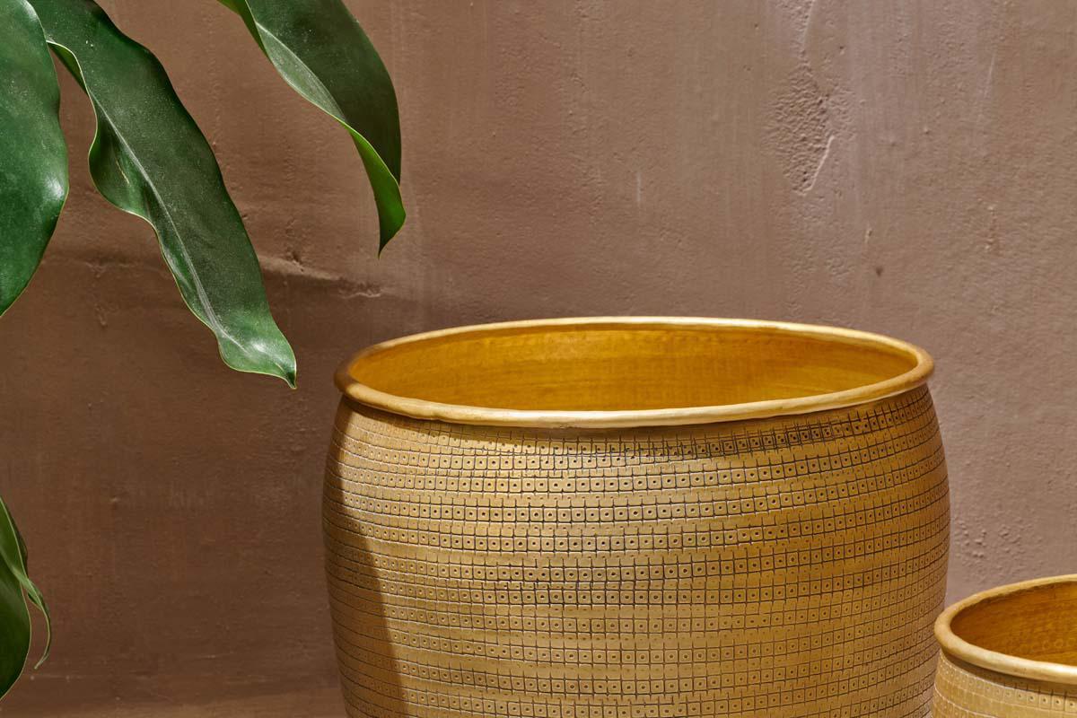 Nkuku Vases & Planters Tembesi Etched Planter - Antique Brass