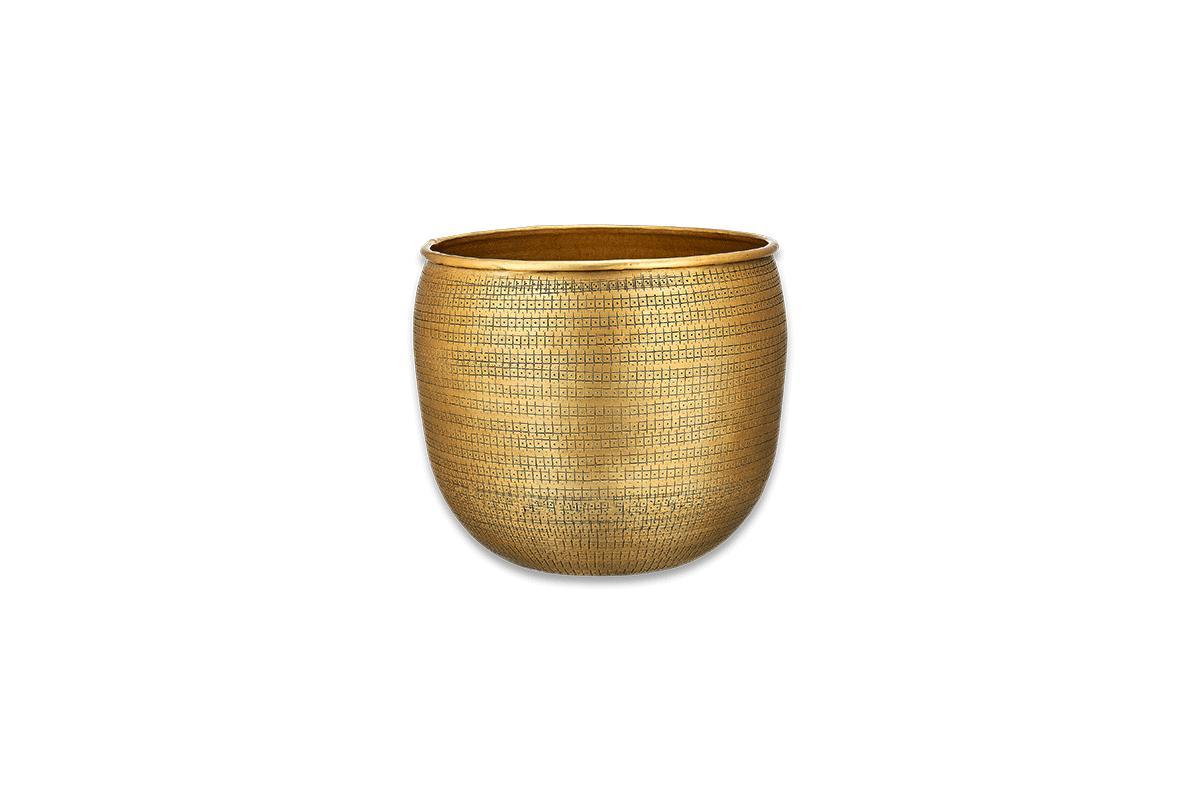 Nkuku Vases & Planters Tembesi Etched Planter - Antique Brass