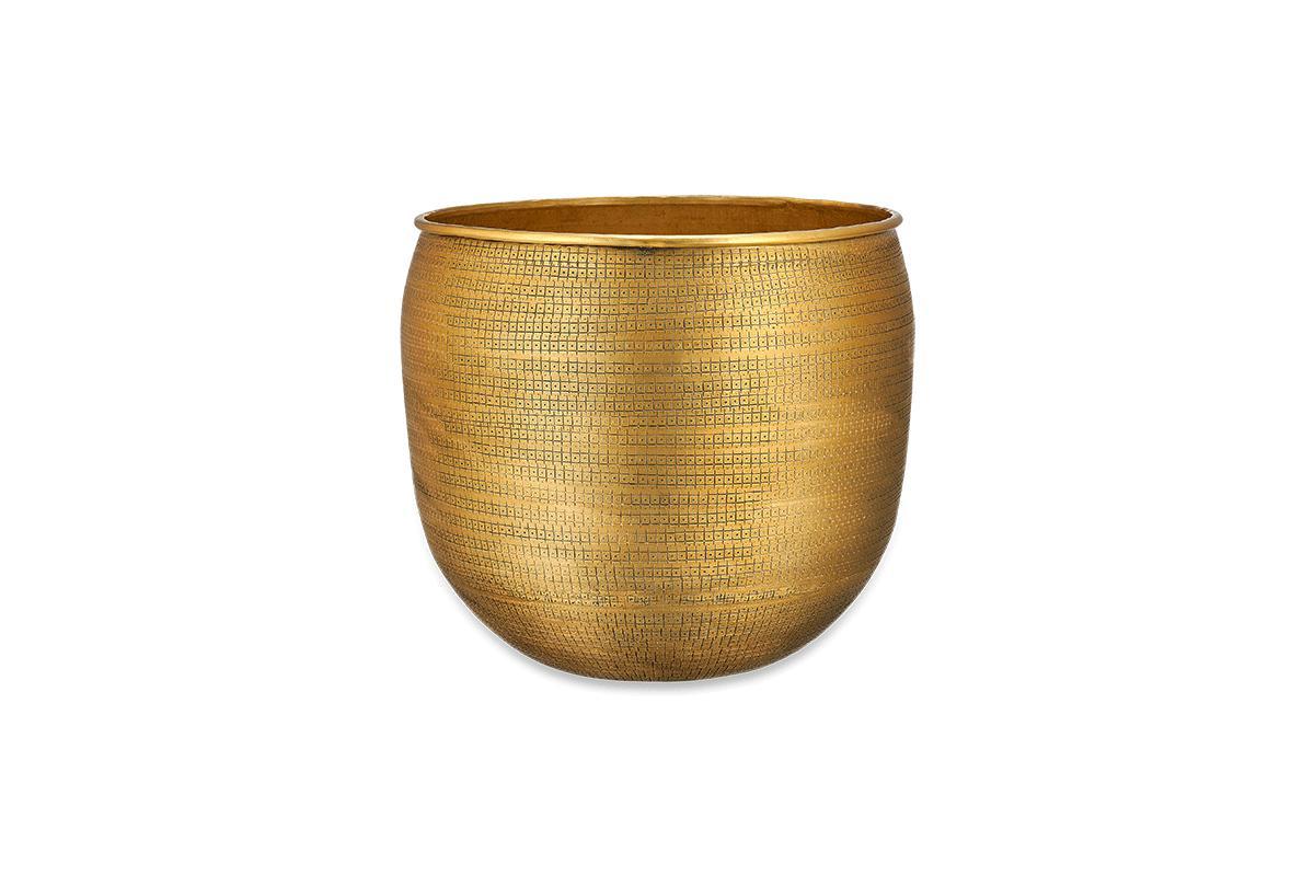 Nkuku Vases & Planters Tembesi Etched Planter - Antique Brass