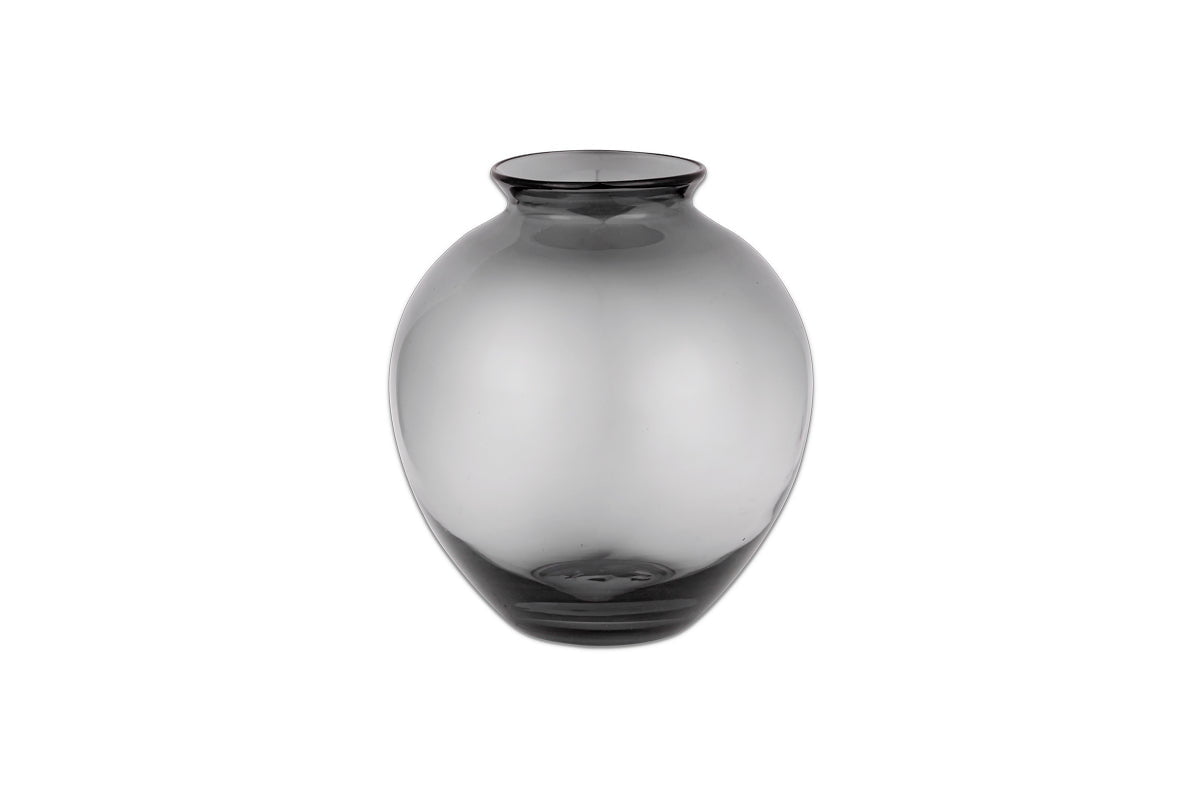 nkuku VASES & PLANTERS Vanita Glass Vase - Smoke - Wide