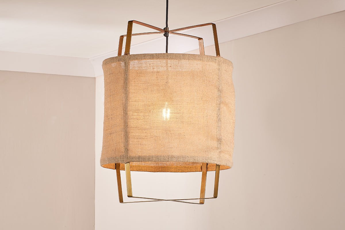 nkuku LIGHTS Vedalai Jute And Metal Frame Pendant - Large