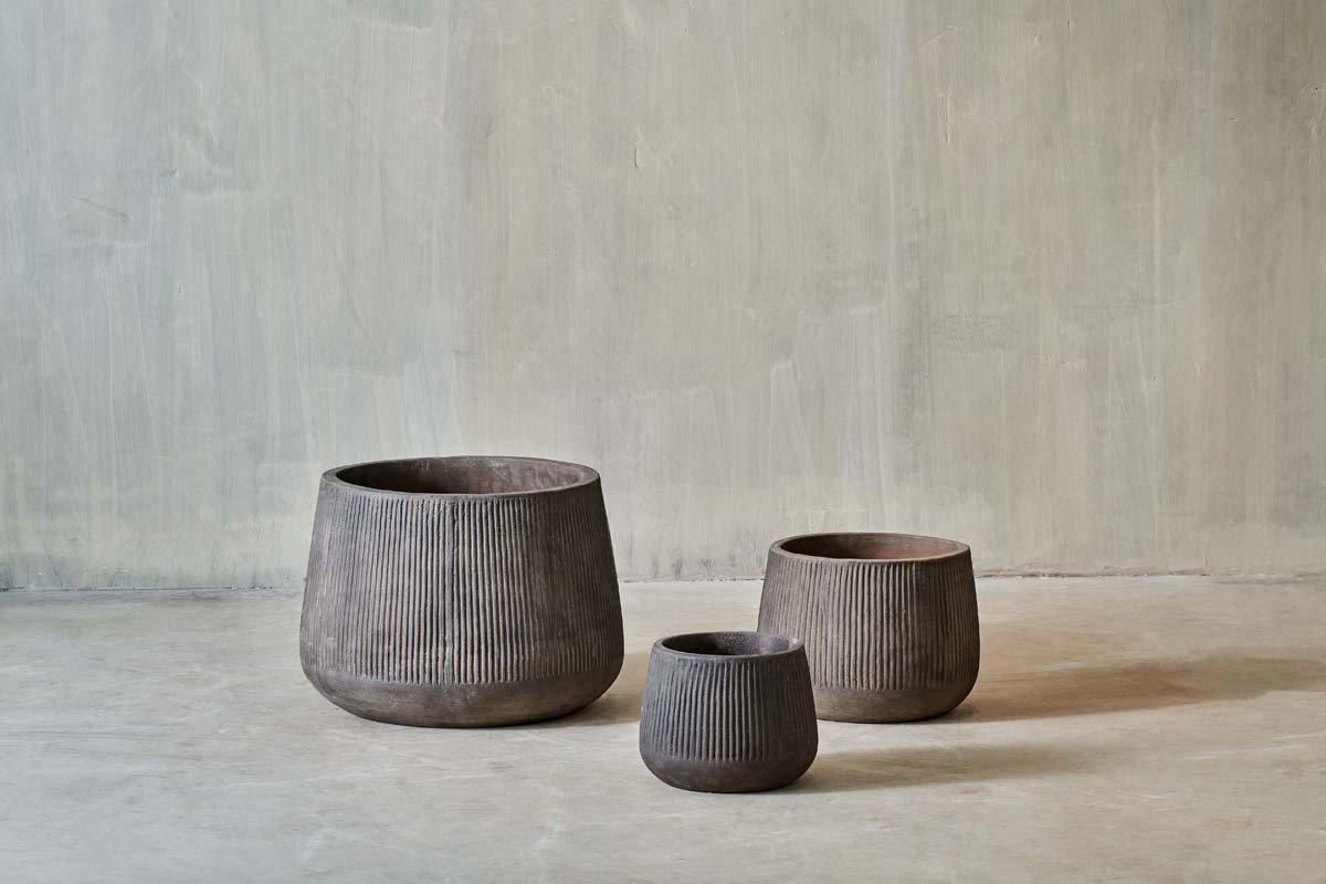 Nkuku Vases & Planters Wampu Wide Planter - Distressed Brown / Black