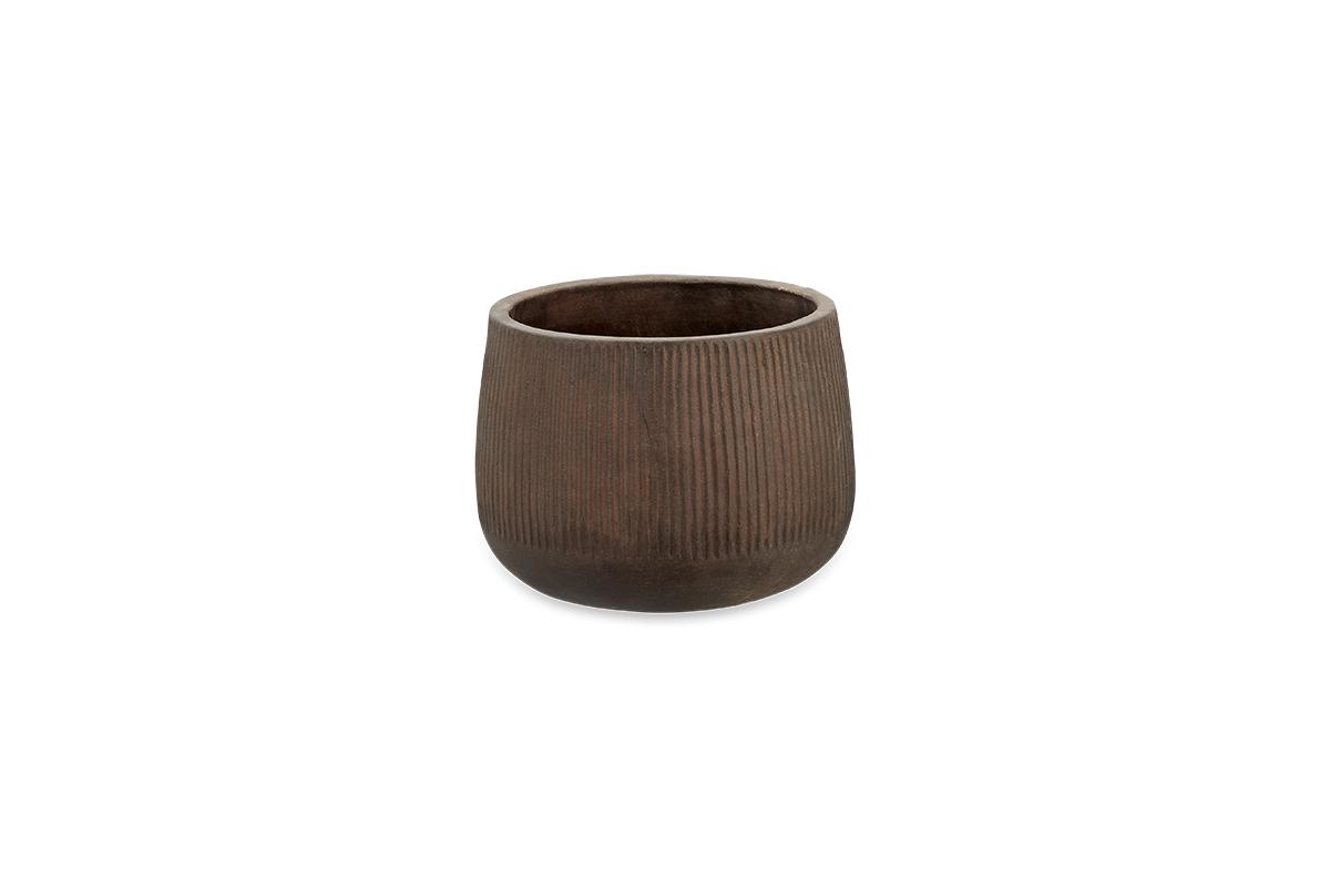 Nkuku Vases & Planters Wampu Wide Planter - Distressed Brown / Black