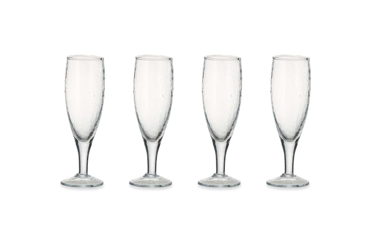 Nkuku Glassware Yala Hammered Champagne Glass (Set of 4)