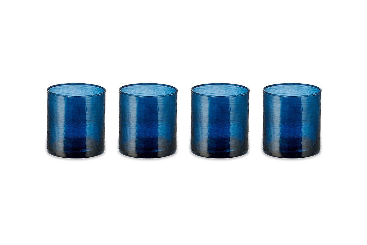 Nkuku Glassware Yala Hammered Tumbler - Indigo (Set of 4)