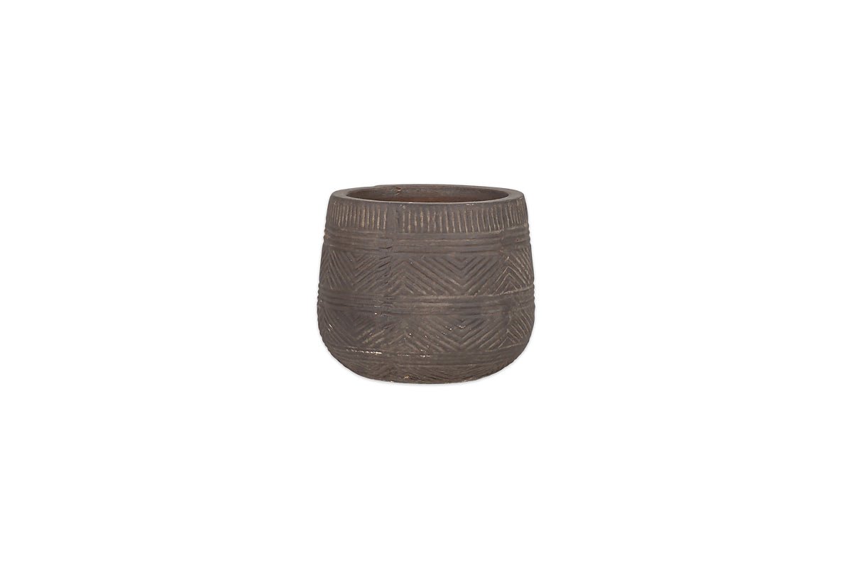 nkuku VASES & PLANTERS Zadie Etched Ceramic Planter - Grey - Small