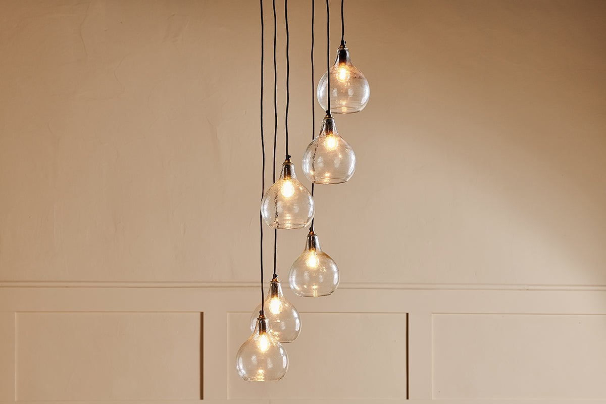 nkuku LIGHTS Ziva Statement Recycled Glass Cluster Pendant - Clear