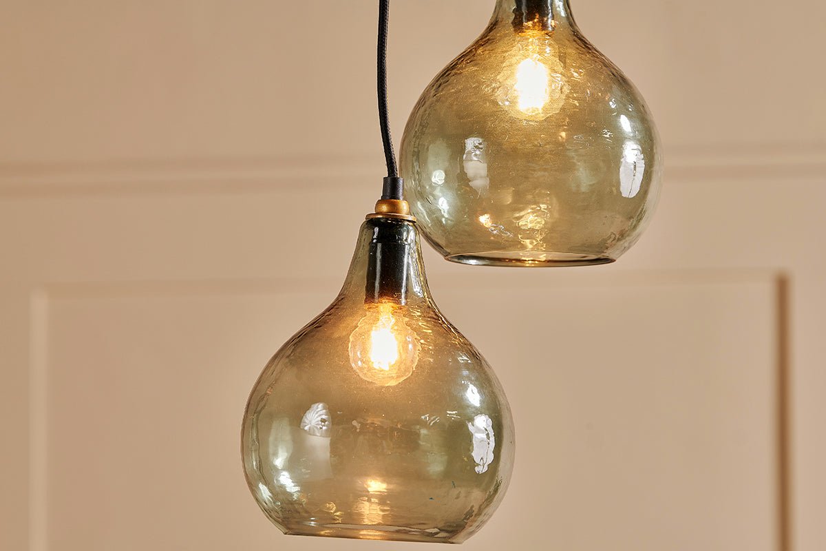 nkuku LIGHTS Ziva Statement Recycled Glass Cluster Pendant - Green Smoke